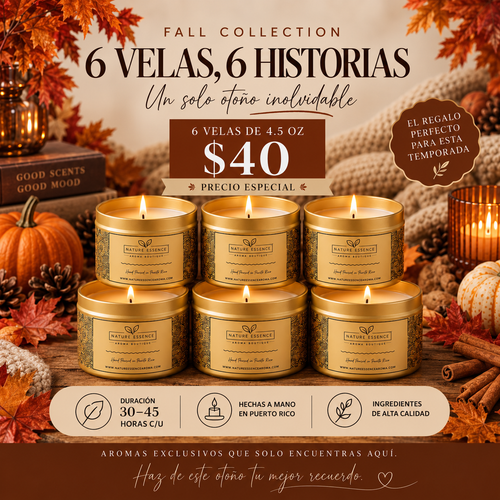 6 Fall 4.5 oz candles  – Nature Essence Aroma